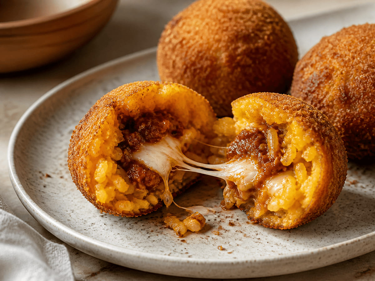 Arancini con corazón de queso