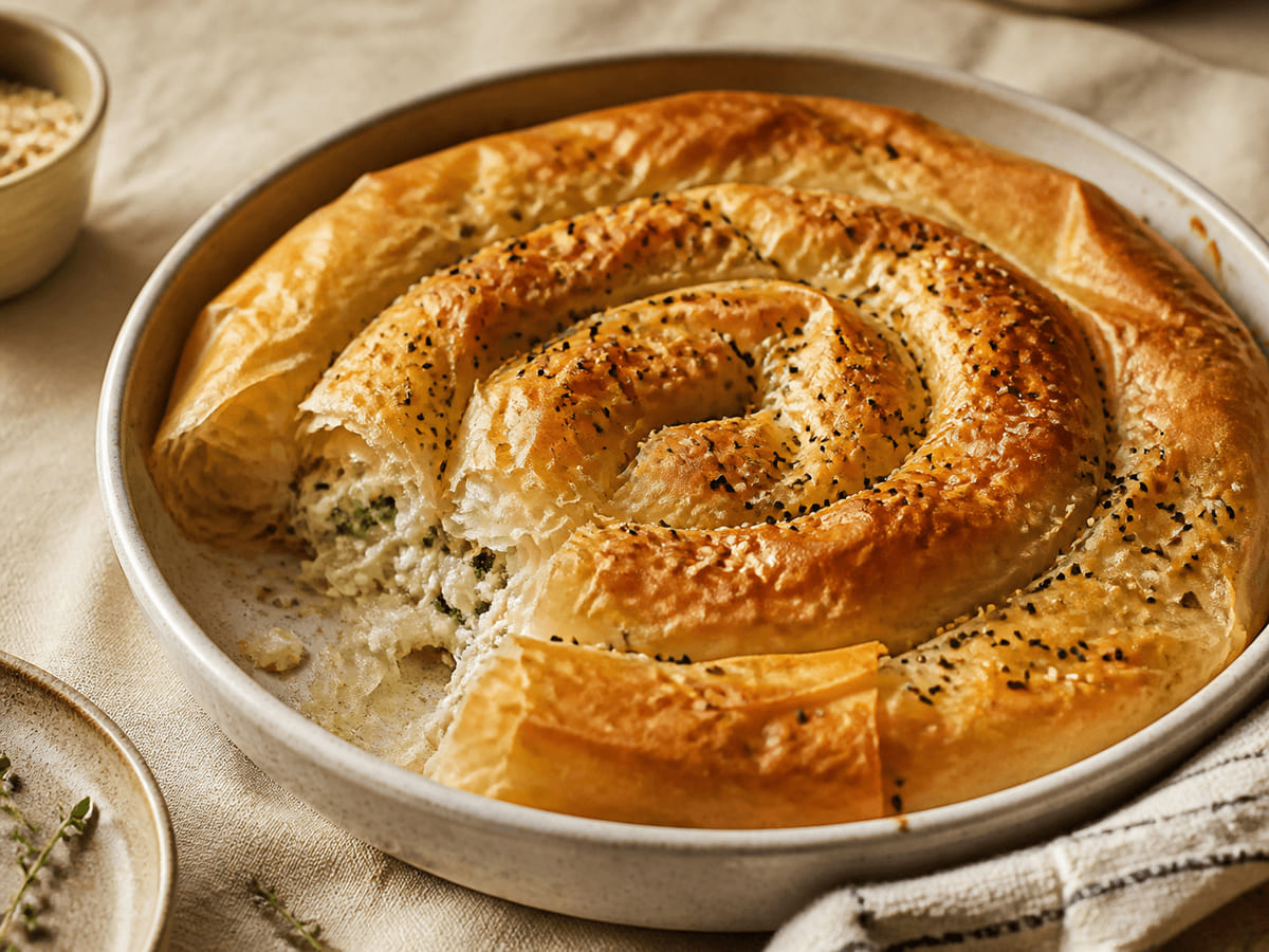 Banitsa búlgara con queso Cotija