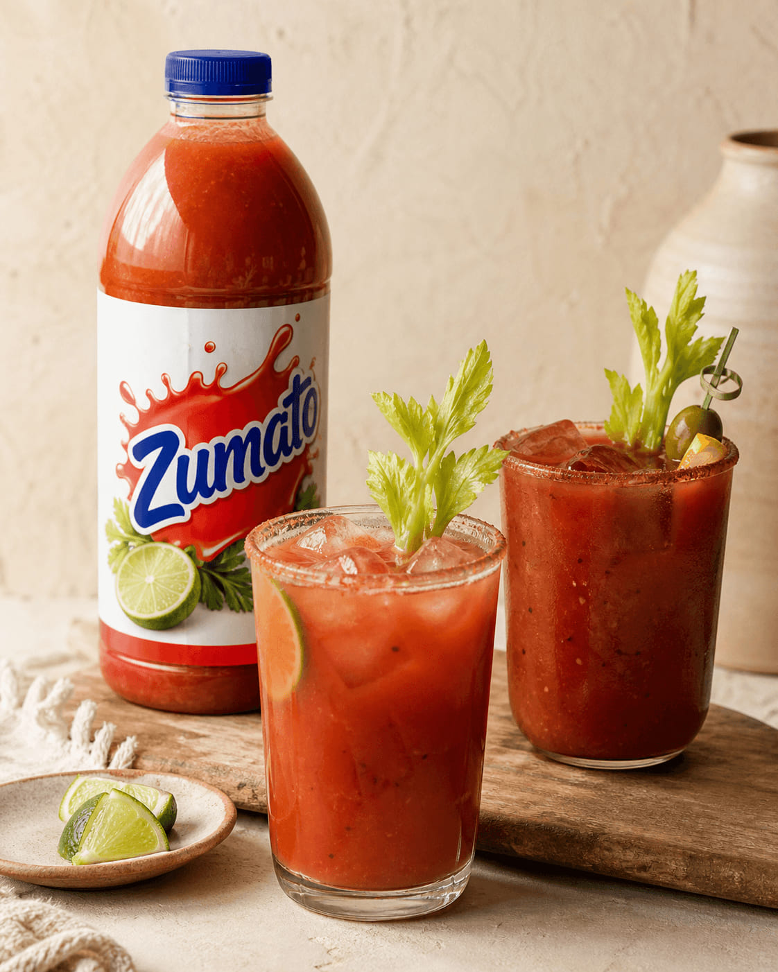 Bloody Mary mexicano y Bloody Mary clásico, uno al lado del otro