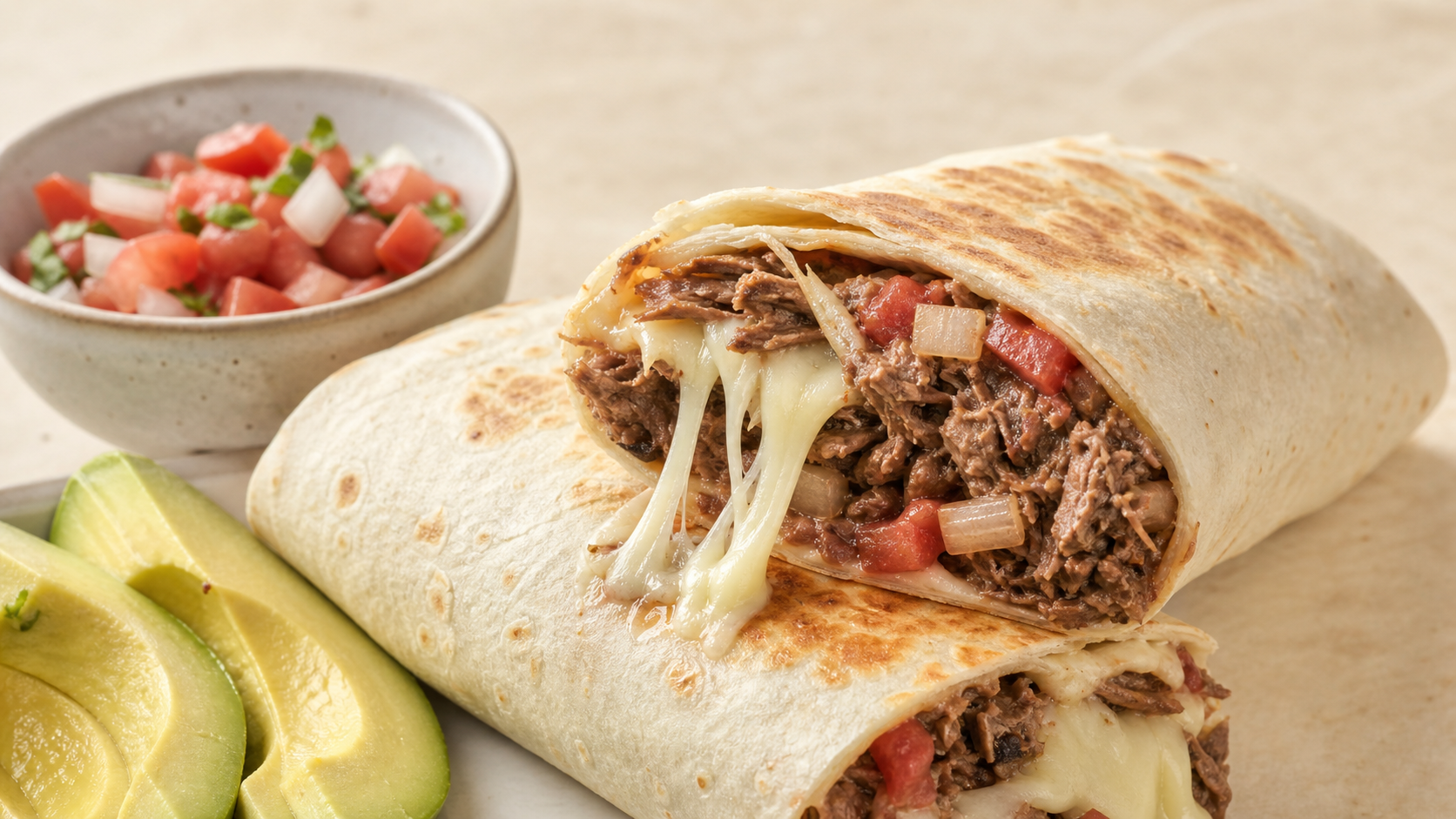 Burritos de machaca de res sudcalifornianos con queso
