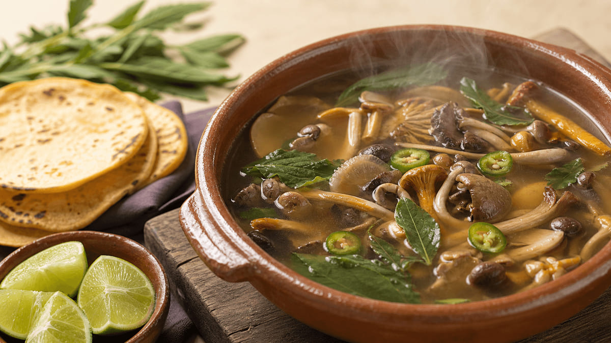 Caldo de hongos silvestres, receta de Estado de México