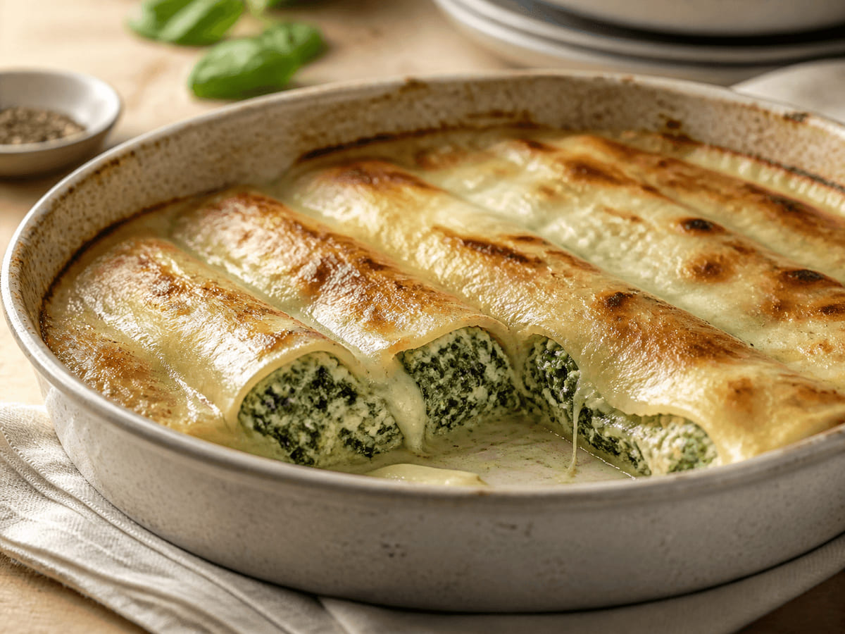 Canelones de espinacas