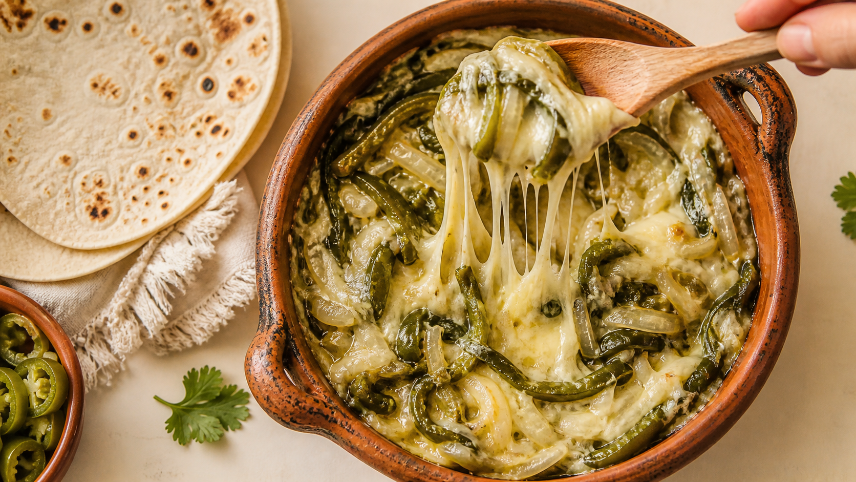 Chile con queso chihuahuense (queso fundido con rajas) — Chihuahua