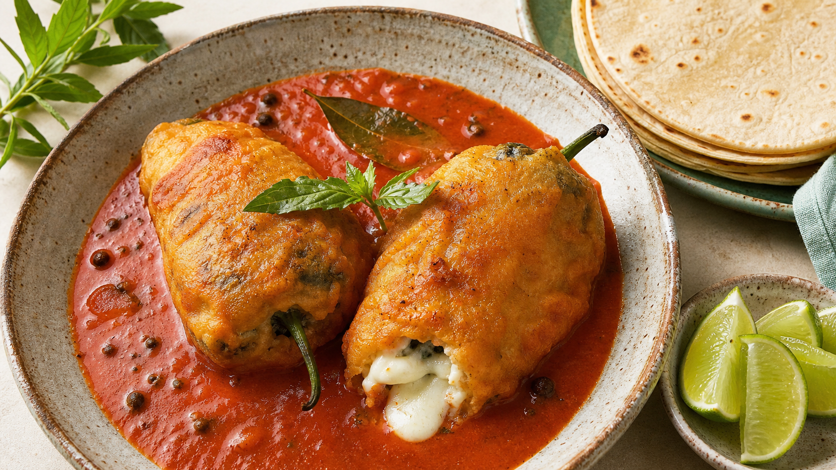 Chile relleno de queso Panela campechano