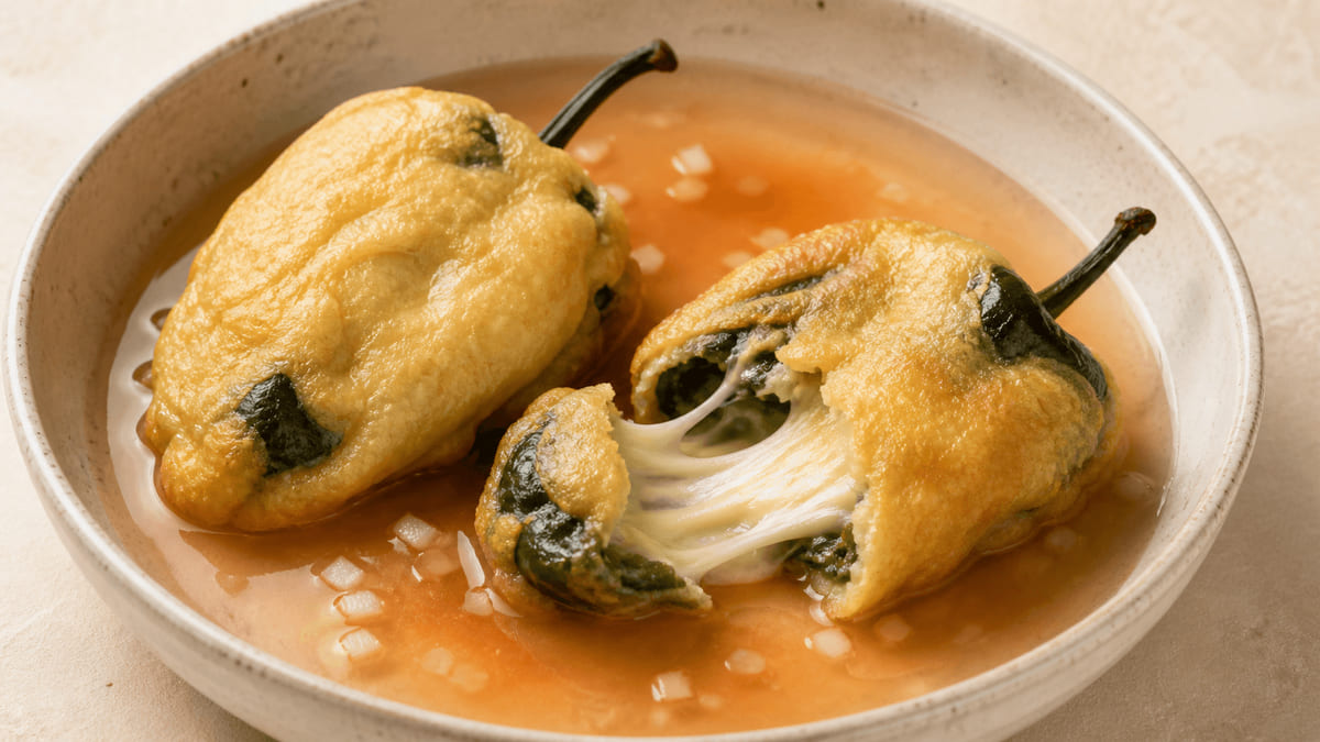 Chiles rellenos de queso estilo norteño