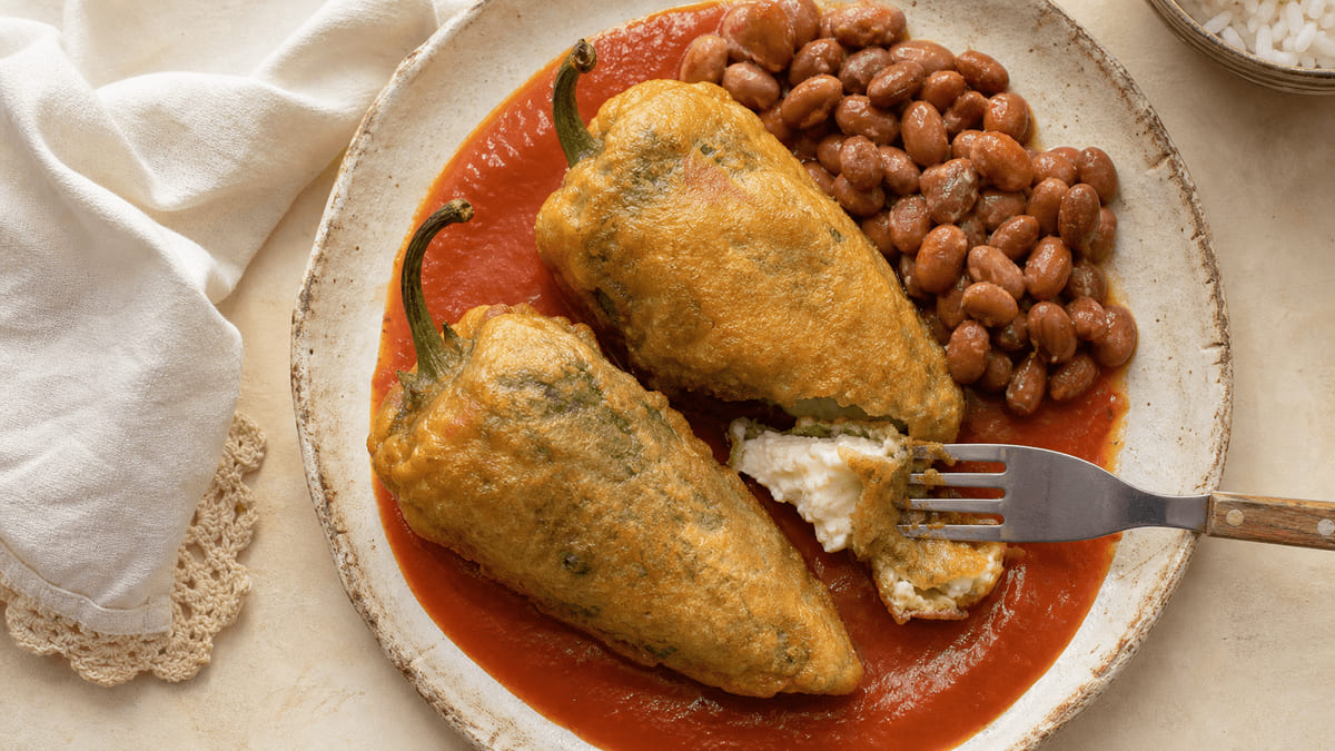 Chiles rellenos de queso capeados estilo sierra, receta de Baja California Sur