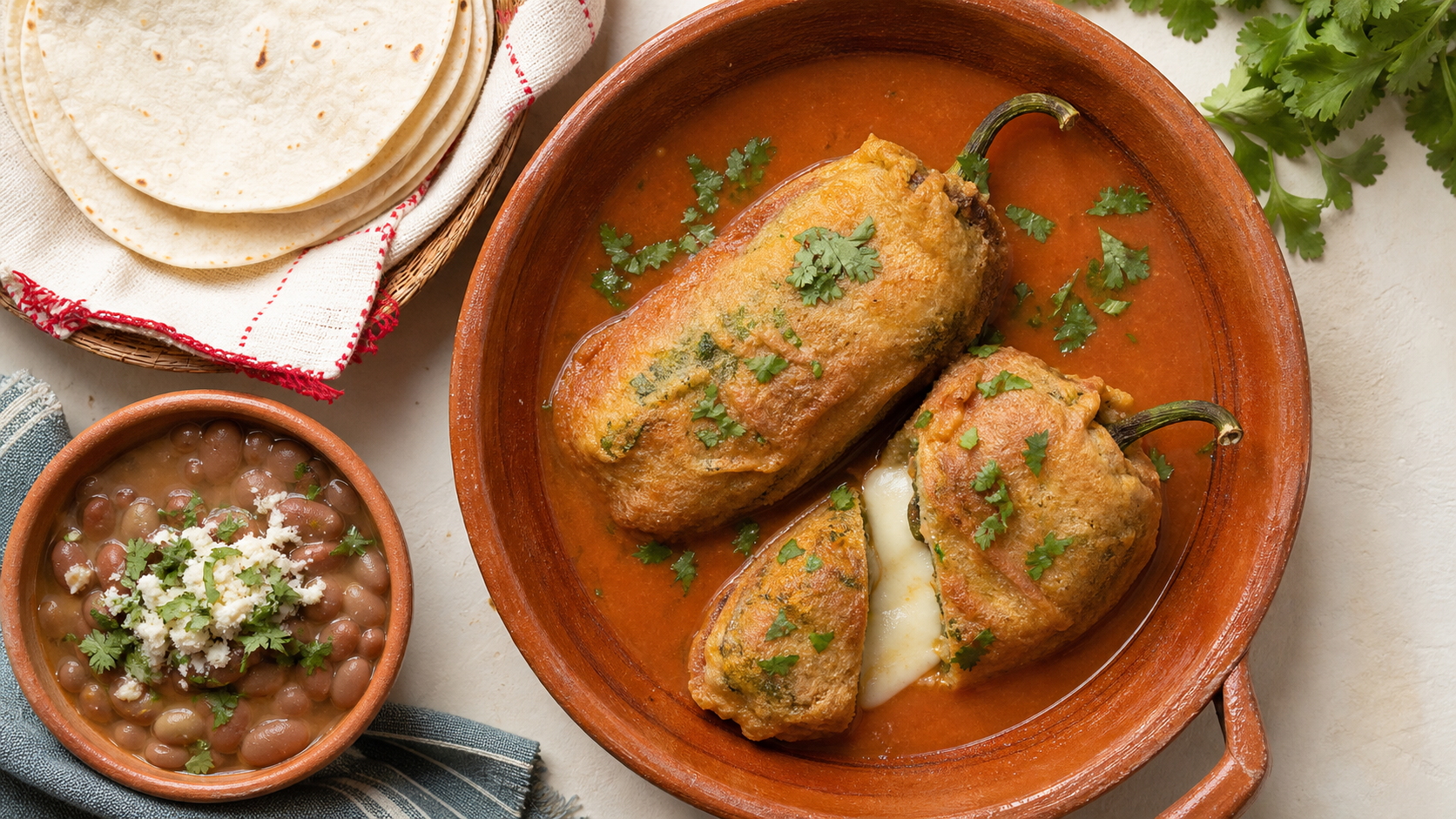 Chiles rellenos de queso panela estilo norteño