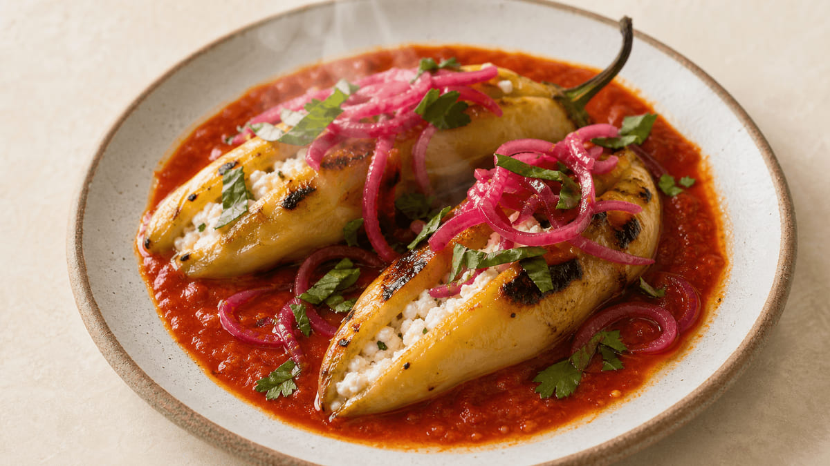 Chiles xcatic rellenos de queso — Quintana Roo
