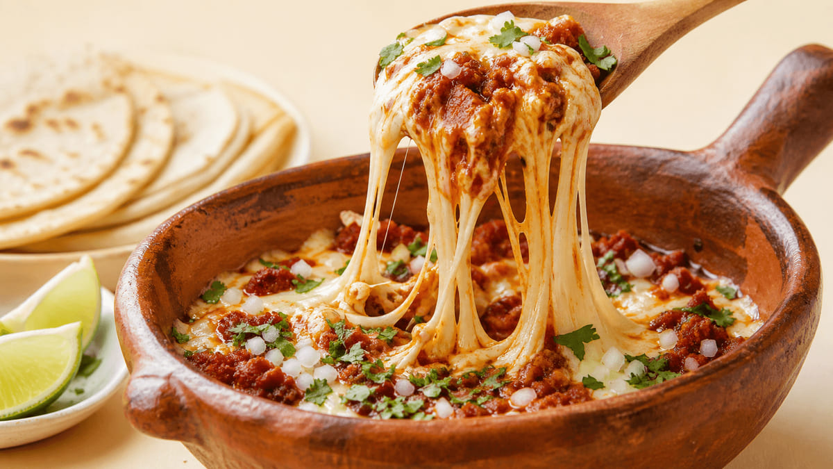 Choriqueso duranguense (queso fundido con chorizo), receta de Durango