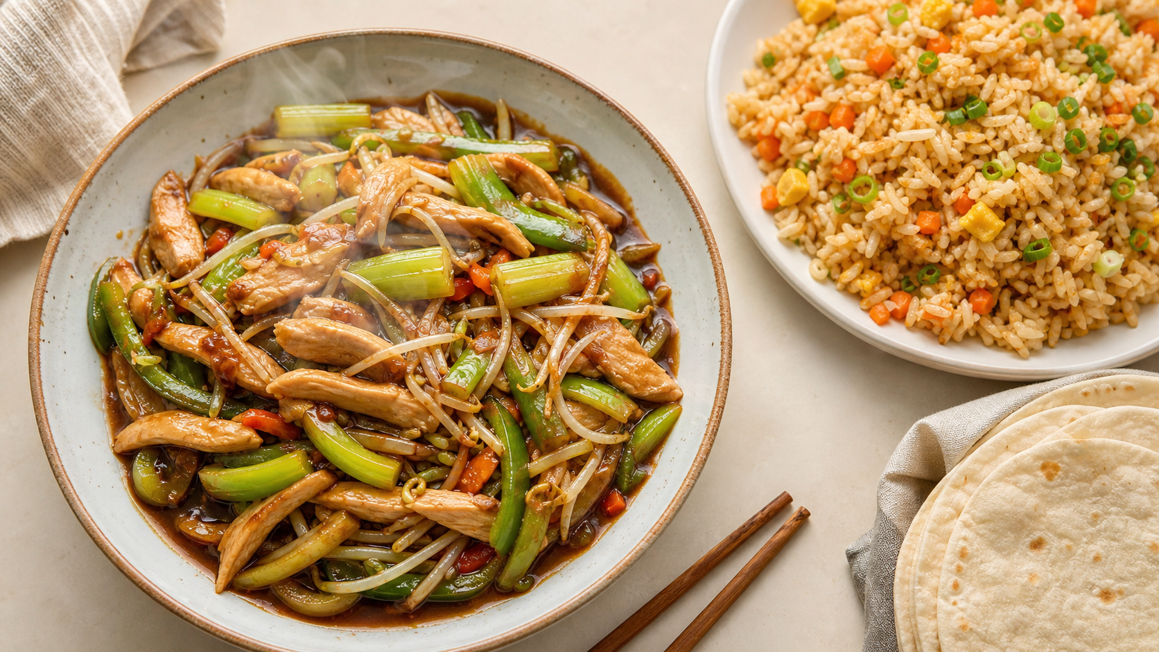 Comida china estilo Mexicali (chop suey y arroz frito) — Baja California