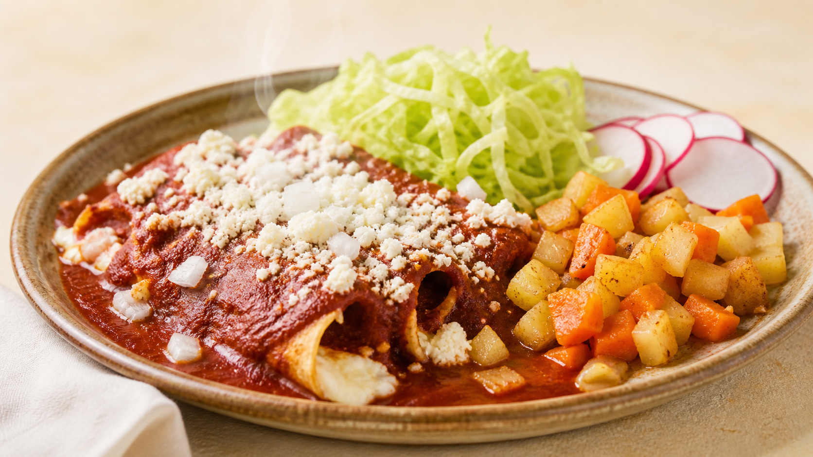 Enchiladas duranguenses de chile colorado
