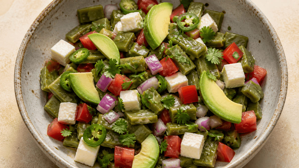 Ensalada de nopales con queso panela, receta de Estado de México