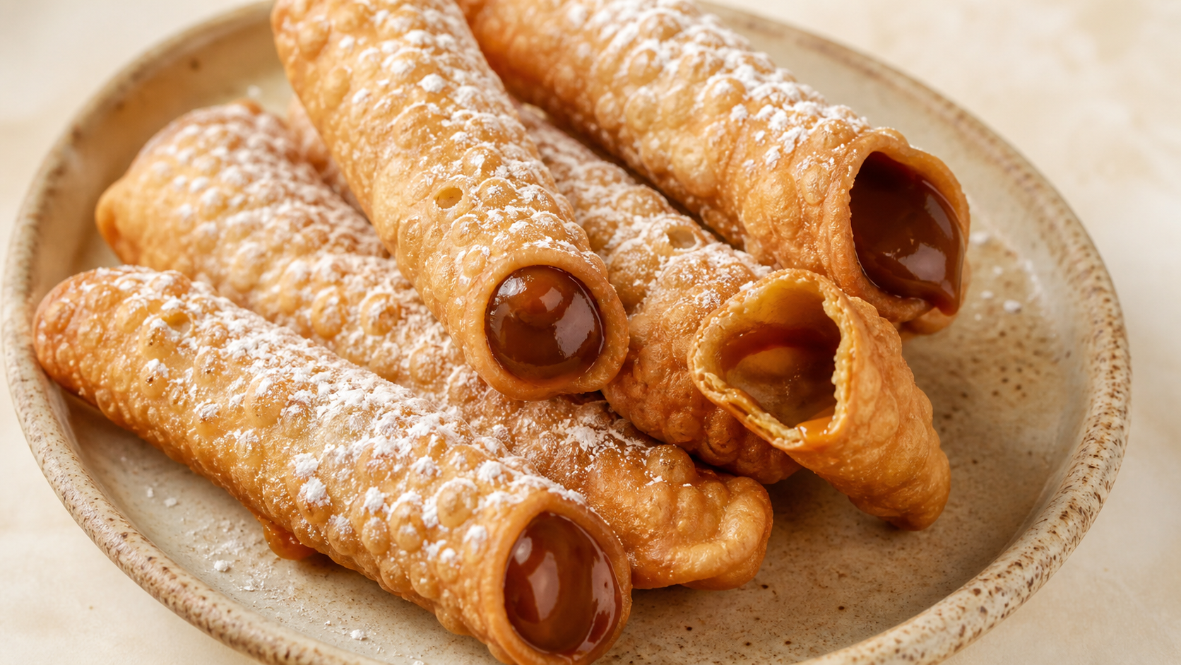 Gaznates rellenos de cajeta