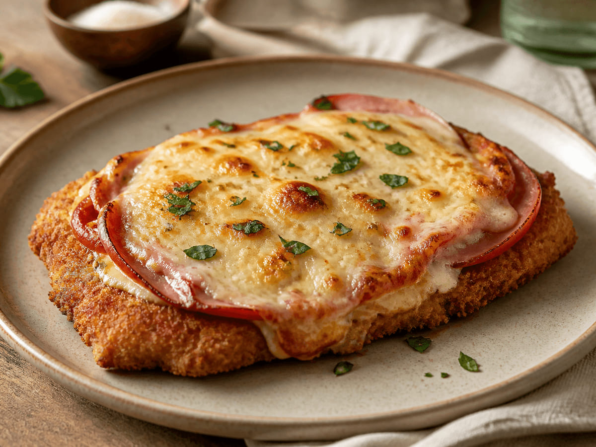 Milanesa napolitana con queso Oaxaca
