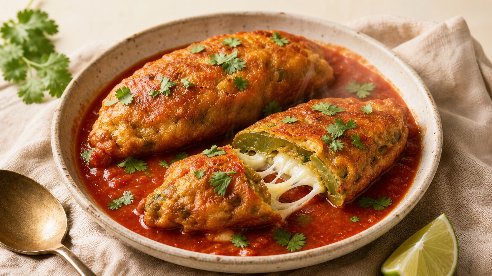 Nopales rellenos de queso capeados — Querétaro