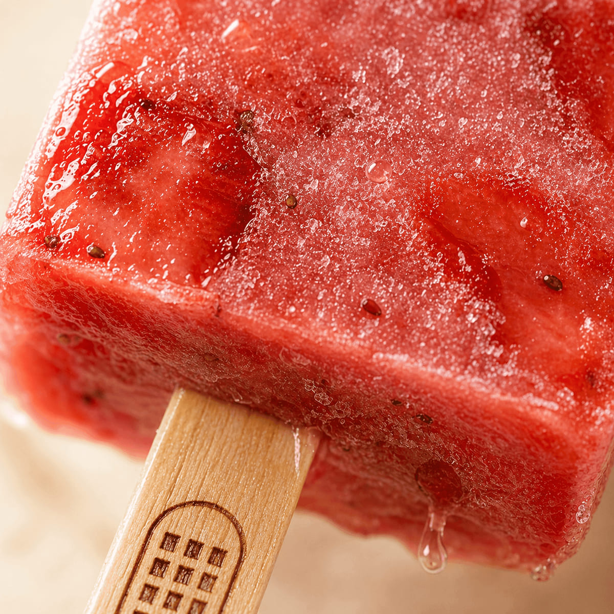 Macro textura paleta — cristales de hielo y fruta