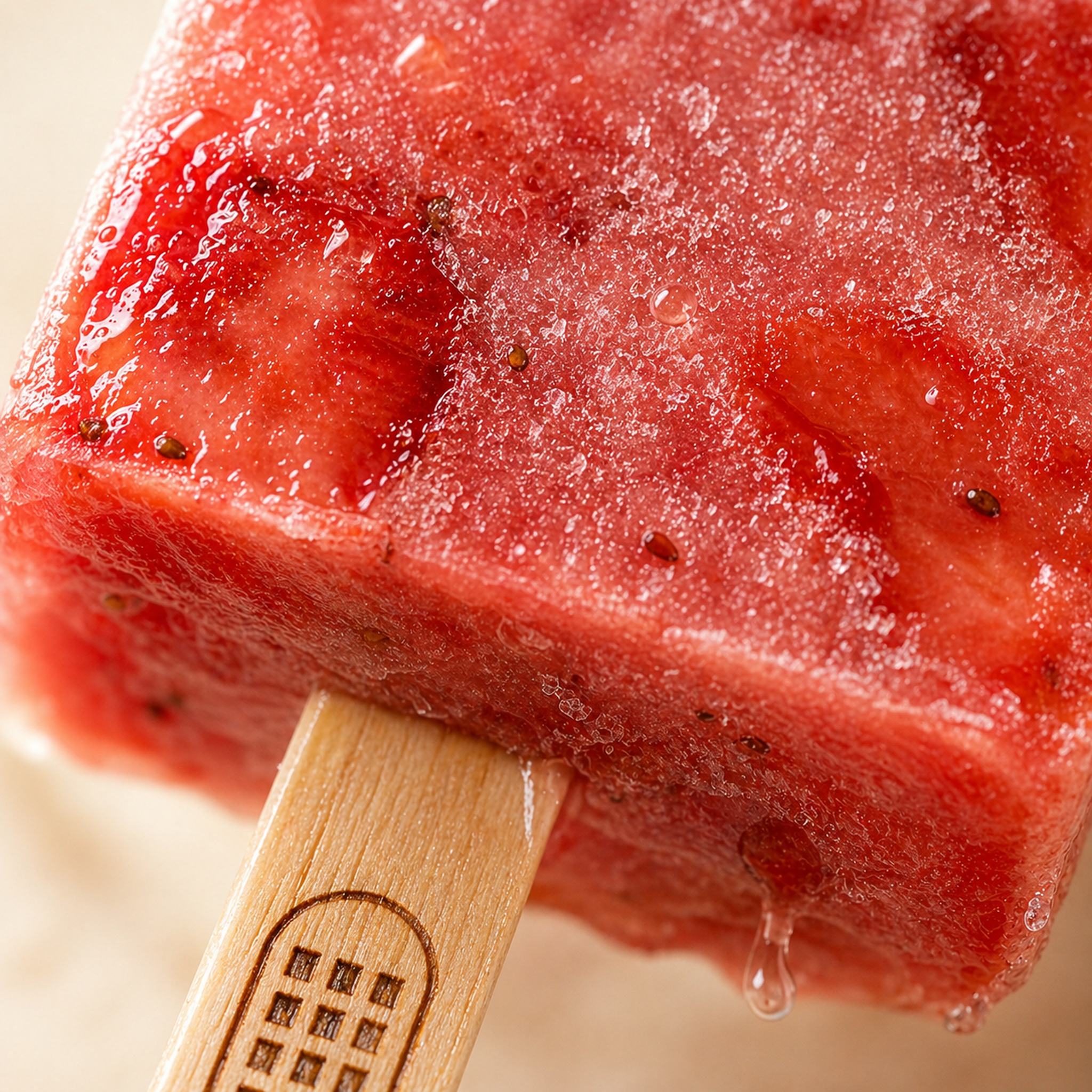 Macro textura paleta — cristales de hielo y fruta
