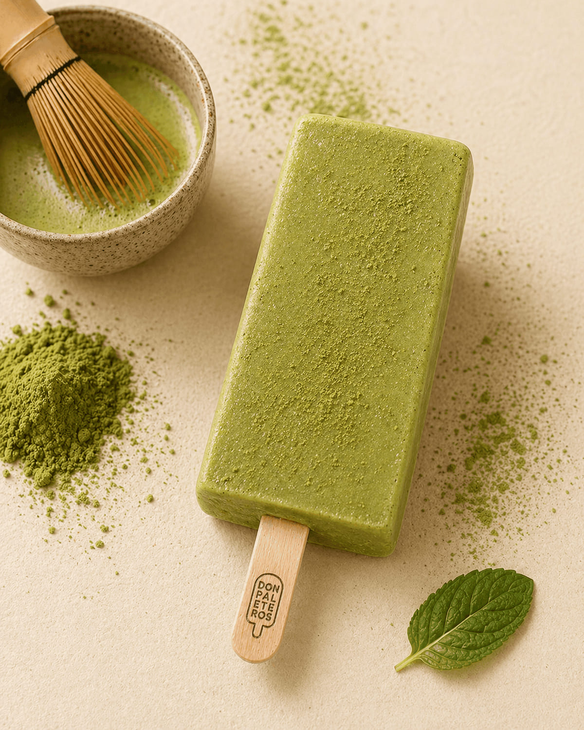 Paleta de té matcha sin azúcar añadido