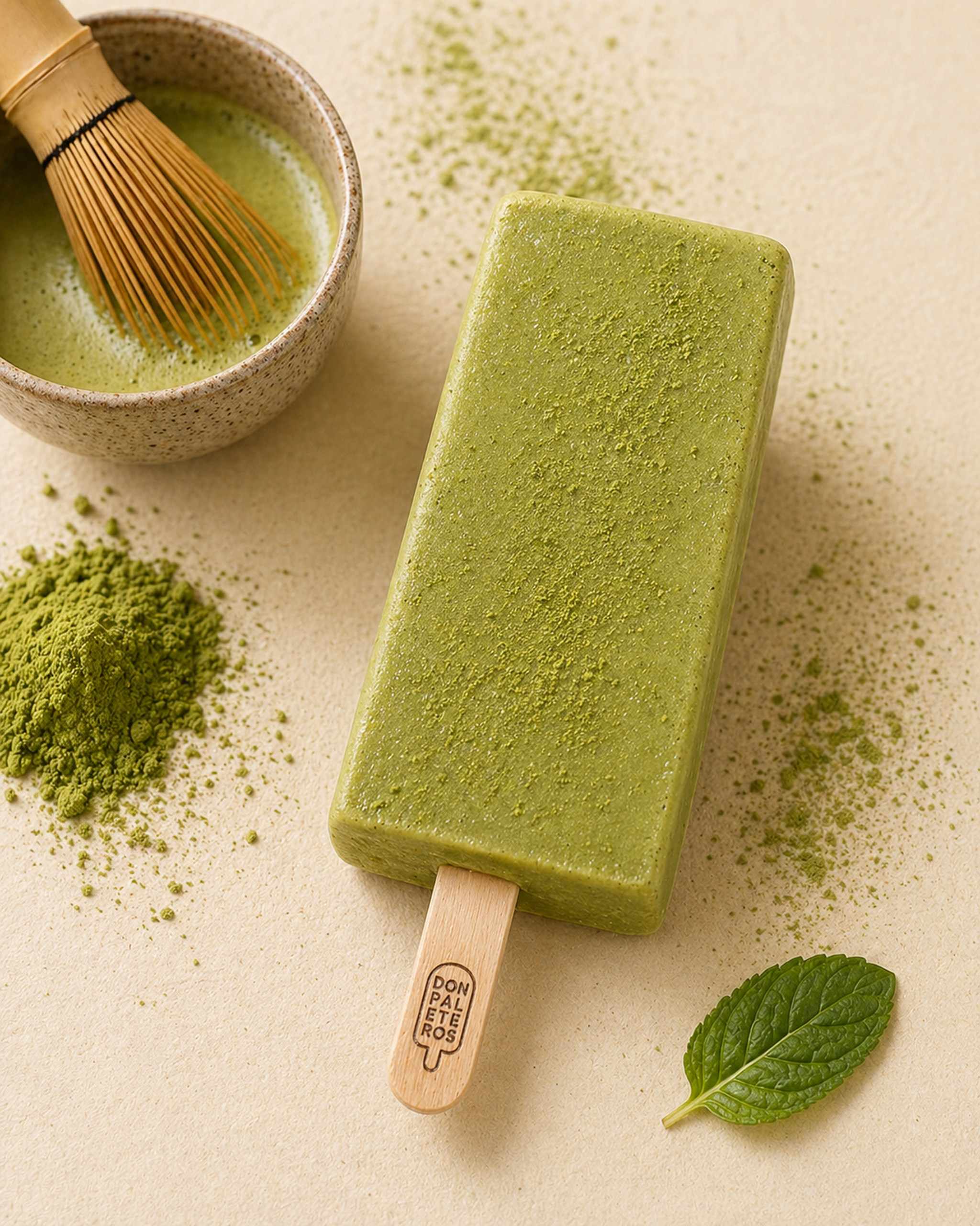 Paleta de té matcha sin azúcar añadido