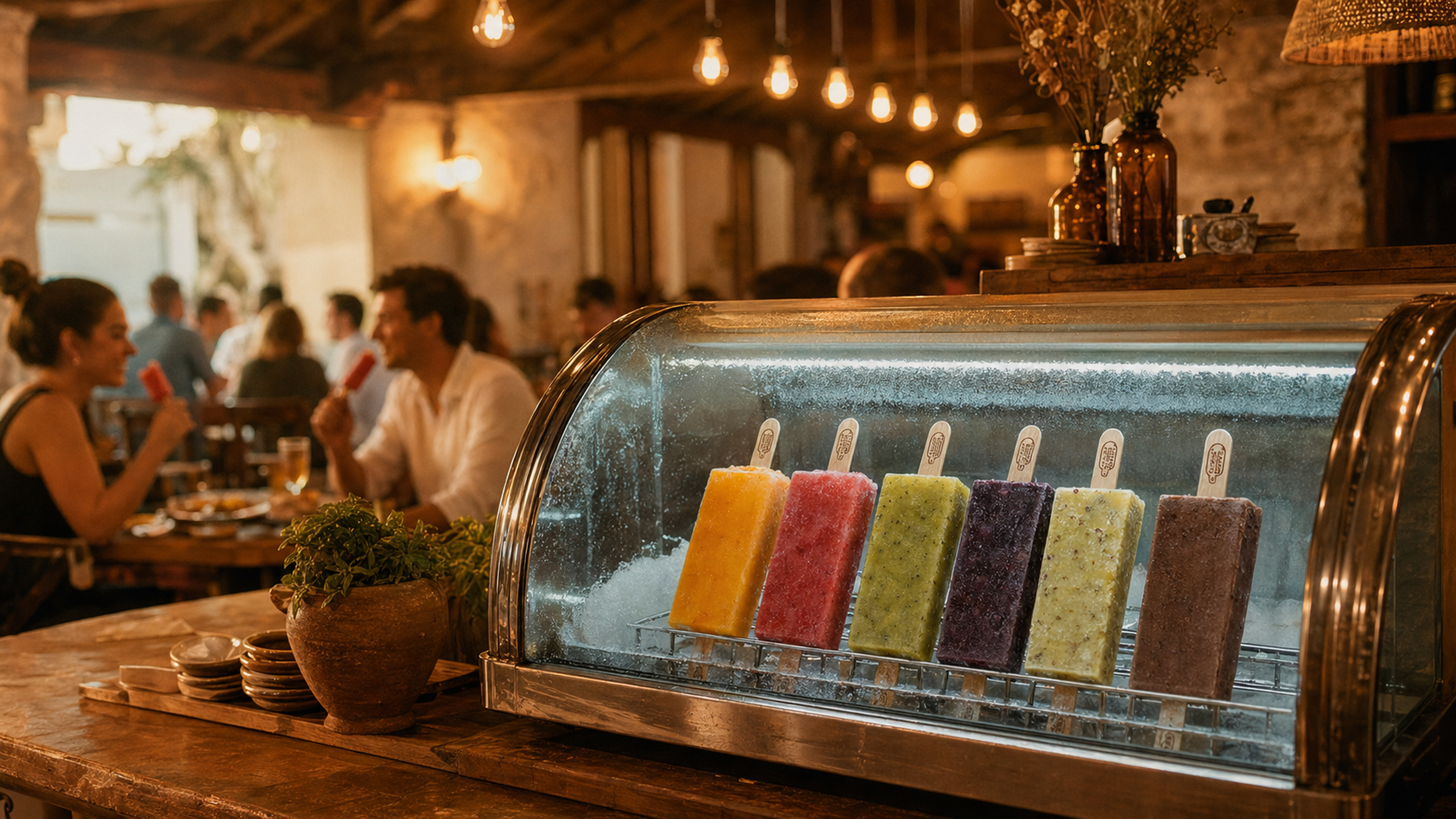 Vitrina con paletas Don Paleteros en restaurante