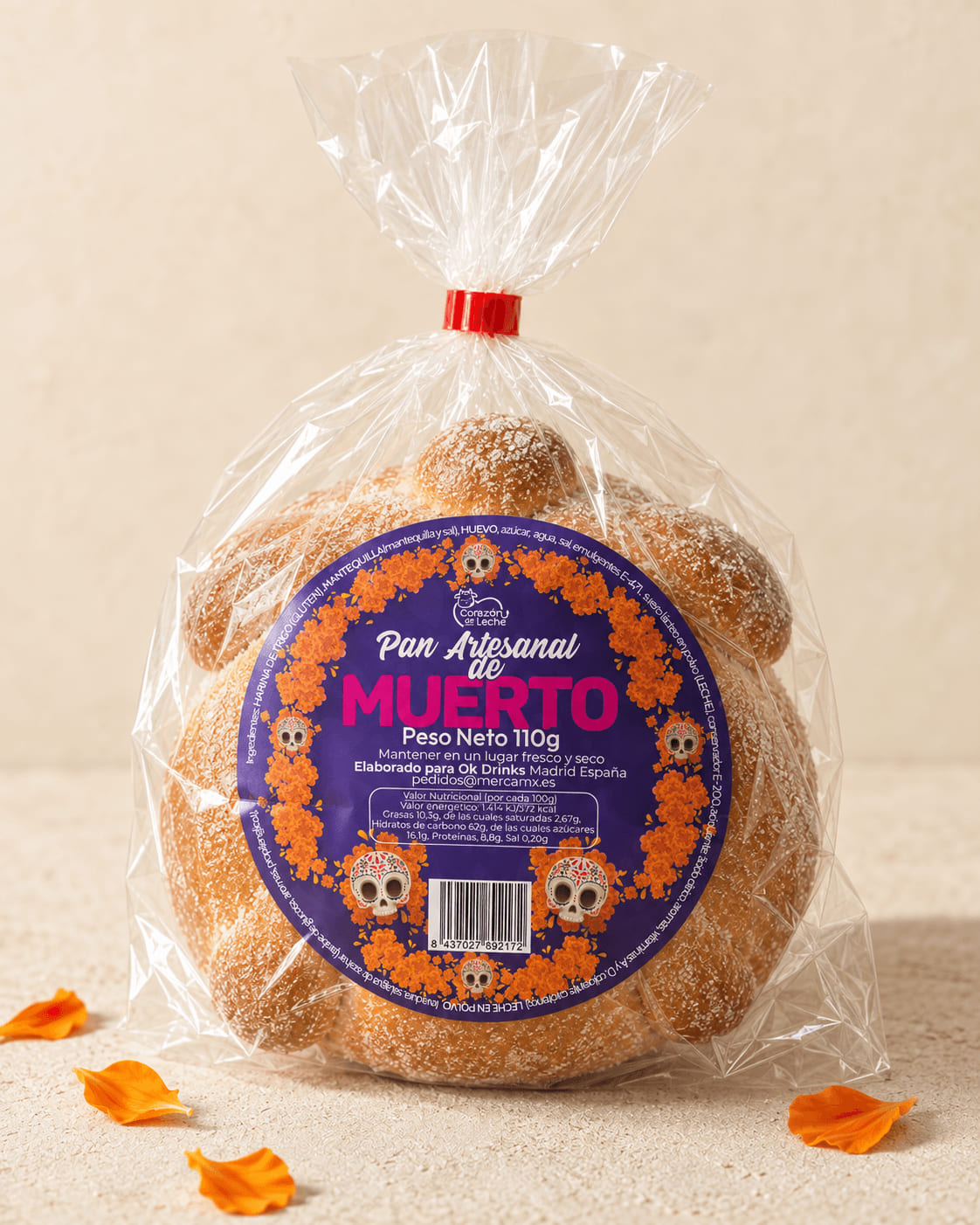 Pan de Muerto Corazón de Leche de 110 g en su bolsa
