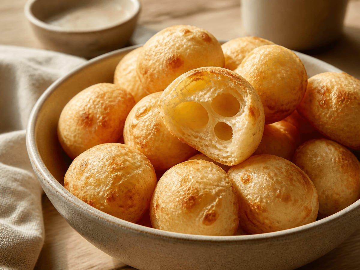 Pão de queijo con queso Cotija