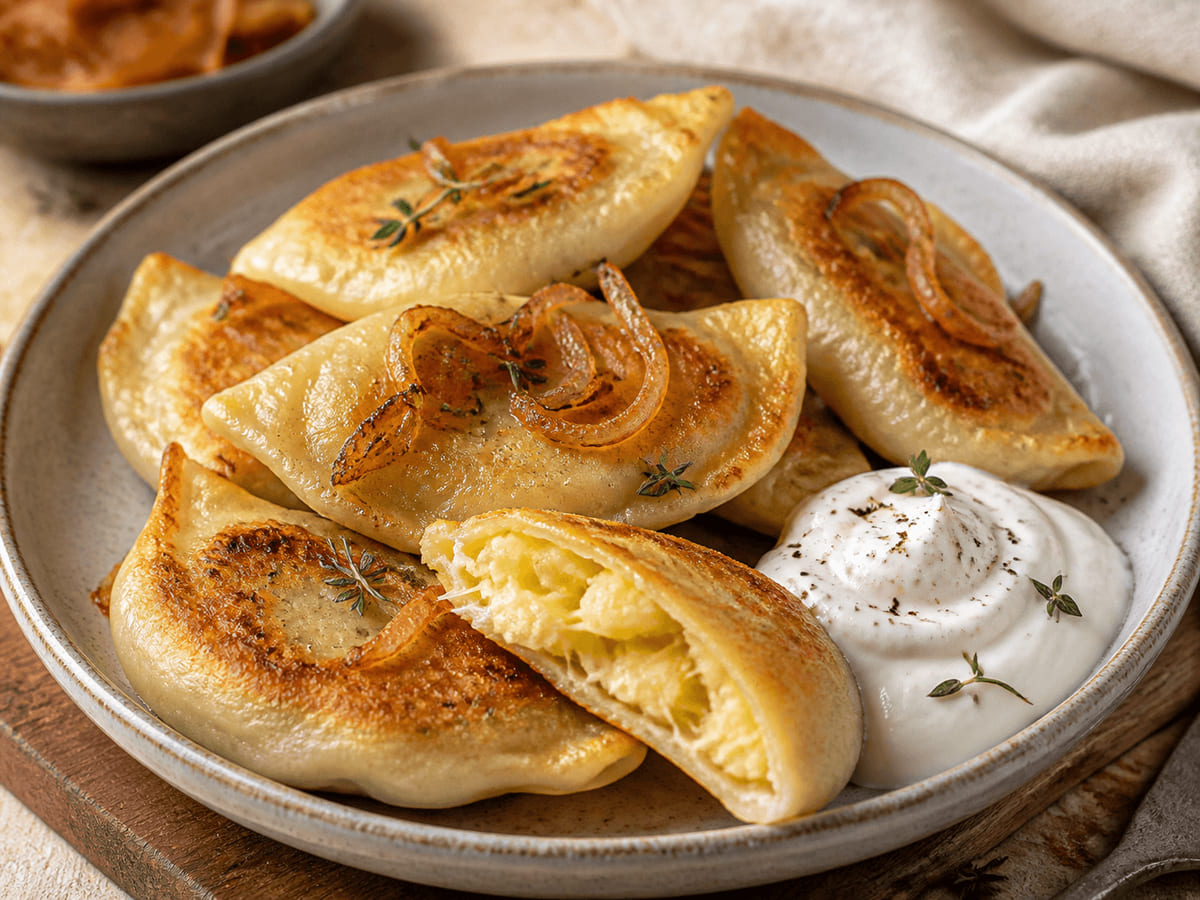 Pierogi ruskie con queso Panela
