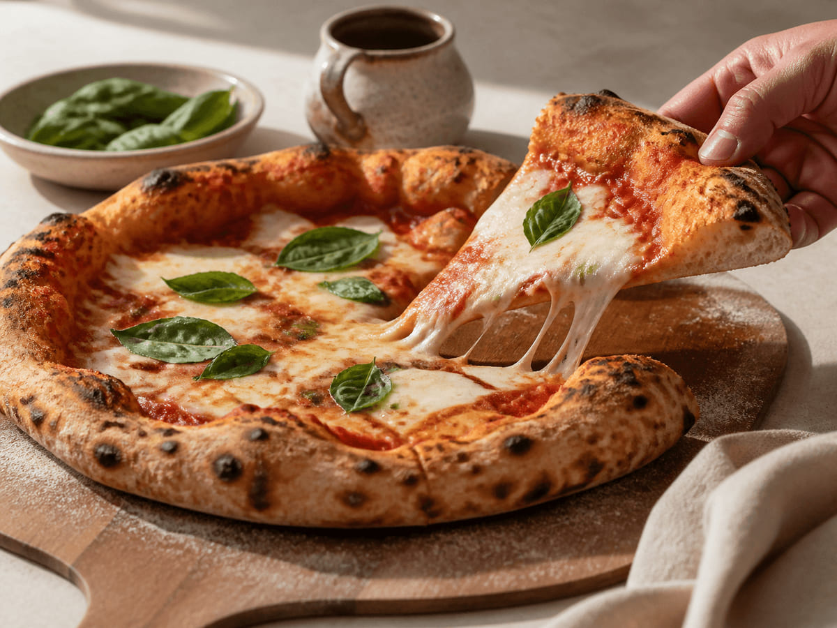 Pizza casera con queso Oaxaca