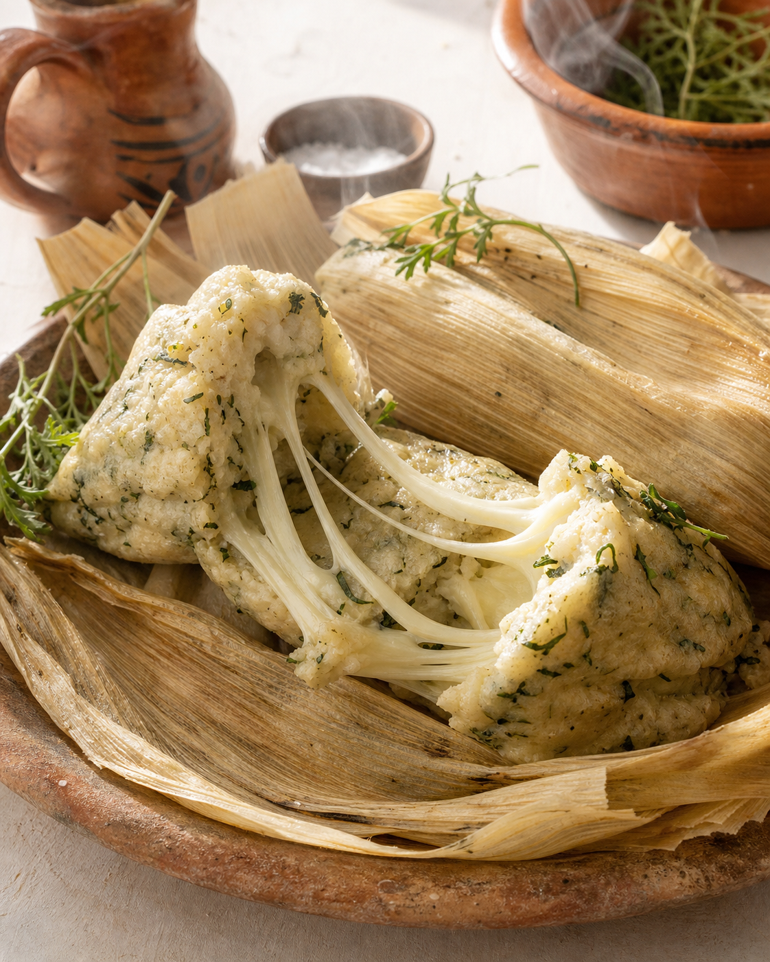 Tamal de chepil con quesillo — Oaxaca