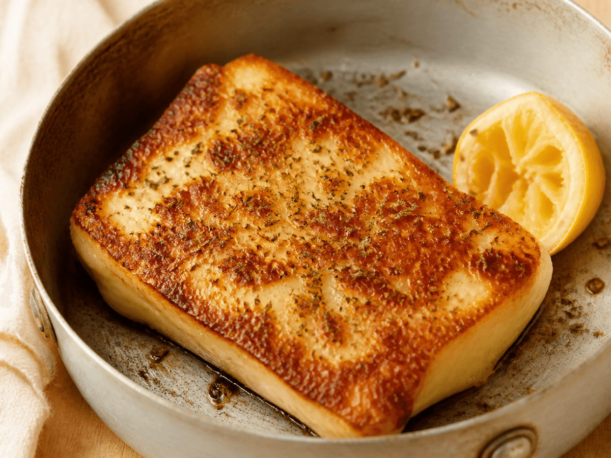 Saganaki griego con queso Panela