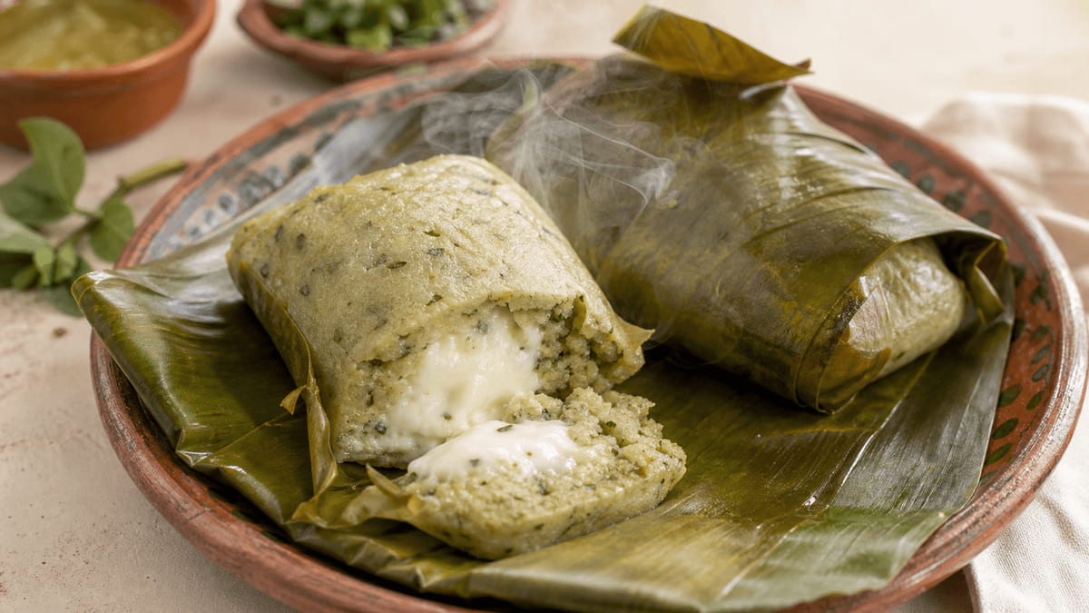 Tamal de chipilín con queso, receta de Chiapas