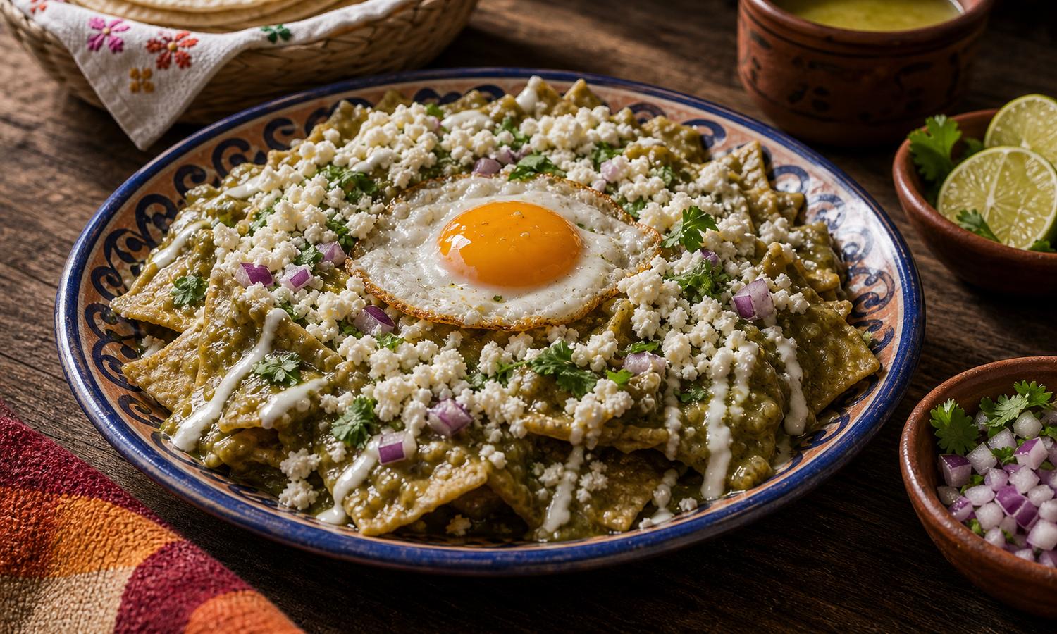 Chilaquiles con queso Cotija desmoronado