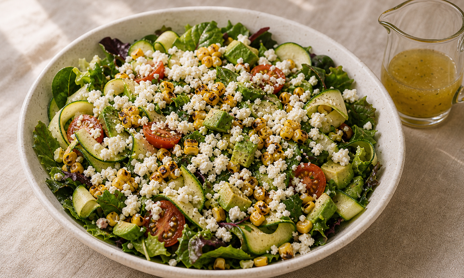Ensalada con queso Cotija crumbled