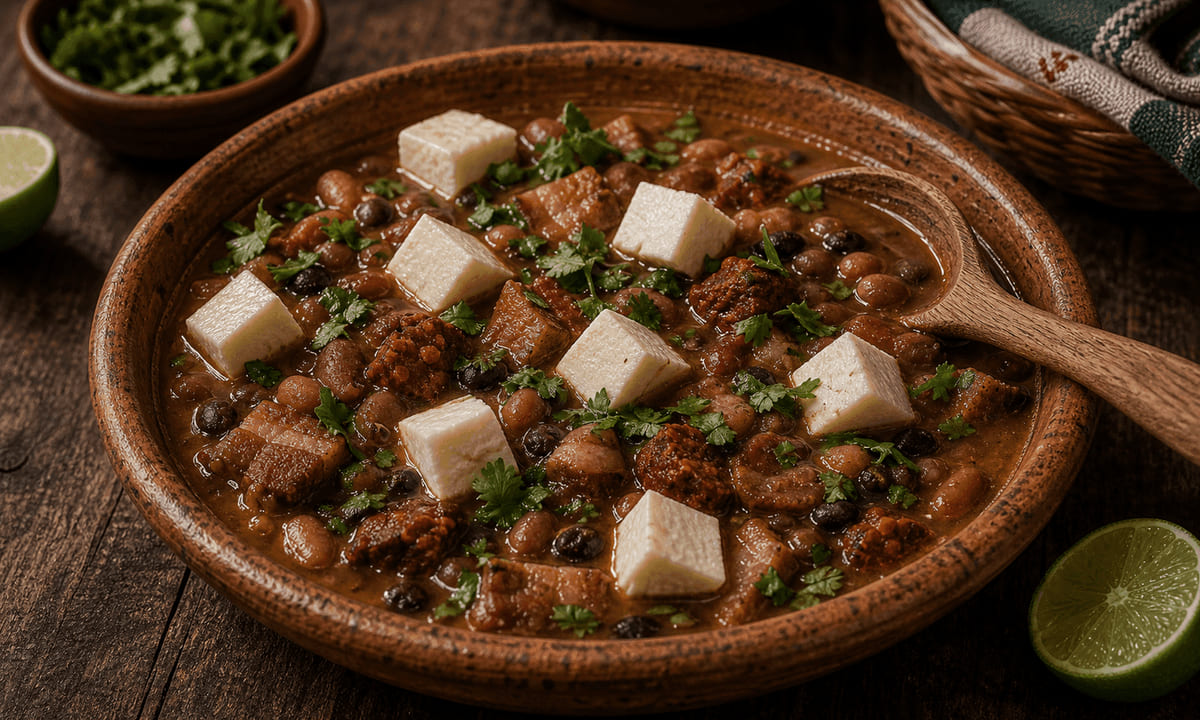Frijoles charros con cubos de Panela