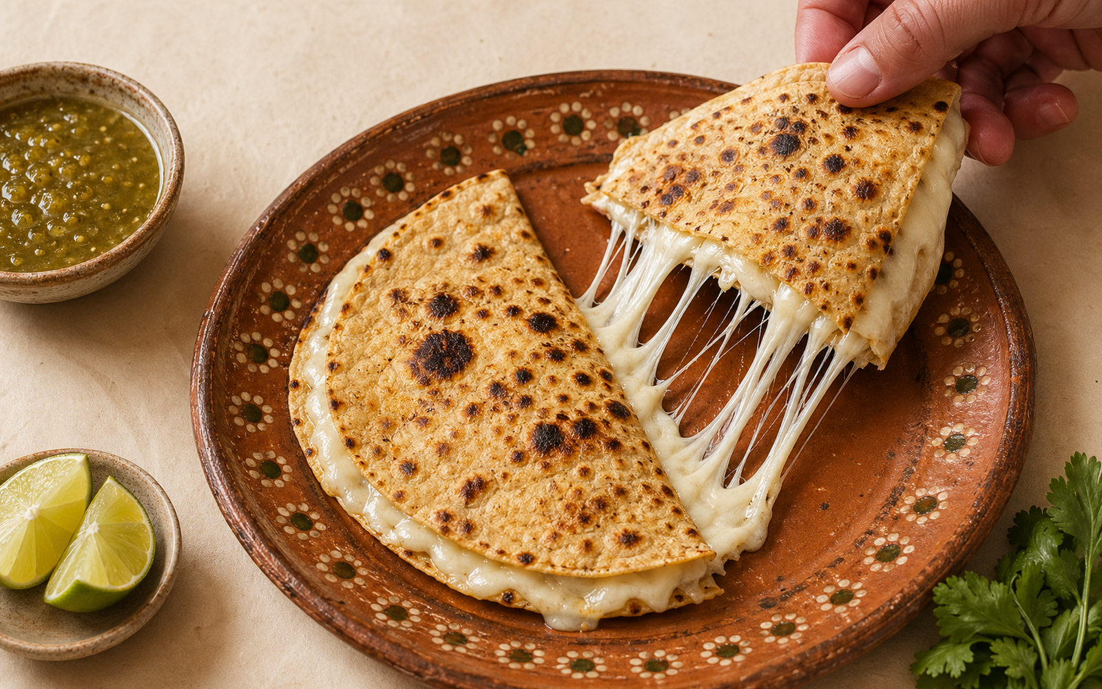 Quesadillas con queso Oaxaca Corazón de Leche
